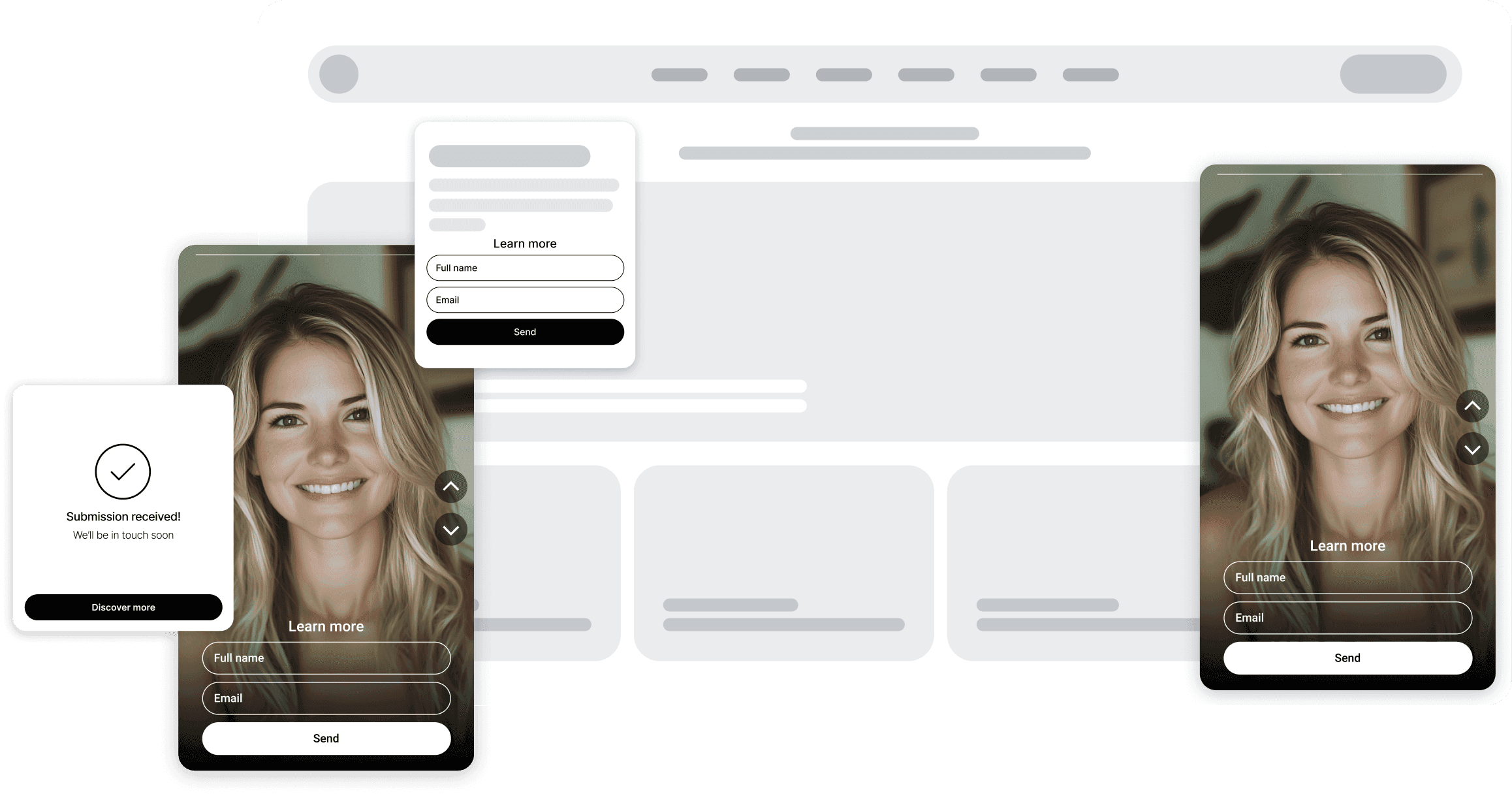 Webreels lead forms embedded in a website video feed